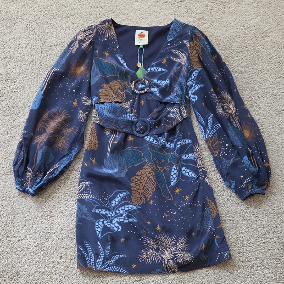 FARM Rio Dresses & Skirts - FARM Rio Night Jungle Navy Blue Mini Dress